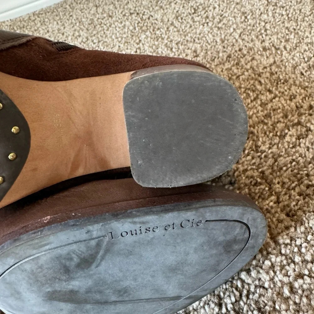 Louise et Cie Brown Leather and Suede Ankle Booties Block Heel Size 6 1/2 Women - Picture 10 of 10